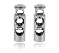 WedDecor Metal Push Button Twin Hole Cord Lock Spring Loaded Toggle Stopper for Shoelaces, Jackets, Sportswear, Clothing, Backpacks, Luggage, DIY Craft Projects (Gunmetal, 5pcs)