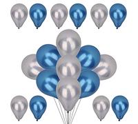 WedDecor Metallic Balloons, 100pcs 10 Inch Shiny Mixed Blue & Silver Balloons for Birthday, Baby Shower, Wedding, Little Mermaid Parties, Festivals Carnival Party Decorations