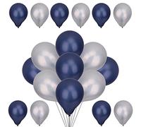 WedDecor Metallic Balloons, 100pcs 10 Inch Shiny Mixed Silver & Navy Blue Balloons for Birthday, Baby Shower, Wedding, Little Mermaid Parties, Festivals Carnival Party Decorations