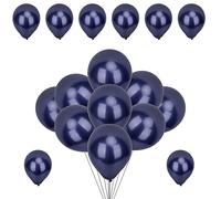 WedDecor Metallic Balloons, 25pcs 10 Inch Shiny Navy Blue Balloons for Birthday, Baby Shower, Wedding, Little Mermaid Parties, Festivals Carnival Party Decorations