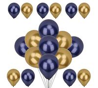 WedDecor Metallic Balloons, 50pcs 10 Inch Shiny Mixed Gold & Navy Blue Balloons for Birthday, Baby Shower, Wedding, Little Mermaid Parties, Festivals Carnival Party Decorations
