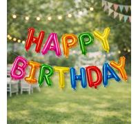 WedDecor Multicolor Happy Birthday Balloons Banner, 16 Inch Self Inflating Banner Balloons, 13 Letters Alphabet Balloon for Indoor & Outdoor Birthday Party Decoration & Party Supplies