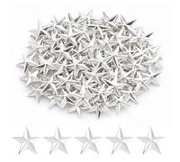 WedDecor Nail Head Star Studs Hand Pressed Metal Punk Rivets for Leather craft, Goth & Accessories, Belt, Designer Clothes and DIY Decoration, Silver, 40mm, 25pcs