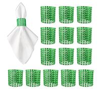 WedDecor Napkin Rings, 13cm x 4cm, Napkin Holder Rhinestone Designed Napkin Buckles for Banquet Hotel Restaurant Holiday Wedding Party Dinner Table Decoration, Green, 30pcs
