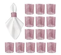 WedDecor Napkin Rings, 13cm x 4cm, Napkin Holder Rhinestone Designed Napkin Buckles for Banquet Hotel Restaurant Holiday Wedding Party Dinner Table Decoration, Pink, 20pcs