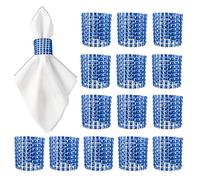 WedDecor Napkin Rings, 13cm x 4cm, Napkin Holder Rhinestone Designed Napkin Buckles for Banquet Hotel Restaurant Holiday Wedding Party Dinner Table Decoration, Blue, 10pcs