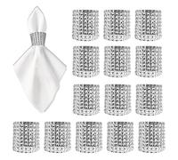 WedDecor Napkin Rings, 13cm x 4cm, Napkin Holder Rhinestone Designed Napkin Buckles for Banquet Hotel Restaurant Holiday Wedding Party Dinner Table Decoration, Silver, 30pcs