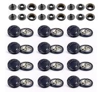 WedDecor Navy Blue 15mm Press Studs Heavy Duty Metal Nickle Free 4 Parts Snap Fasteners Rivets Button for Leather Crafts, Jackets, Bags, Straps, Jeans, Clothes Repair - Pack of 100