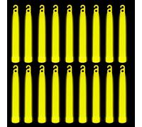 WedDecor Neon Colors Ultra Bright Glow in The Dark Glow Stick Tubes Lanyard Premium Fluorescent Rods Light Sticks for Festivals Raves, Camping, Halloween, 6 Inches, 25pcs, Yellow