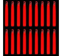 WedDecor Neon Colors Ultra Bright Glow in The Dark Glow Stick Tubes Lanyard Premium Fluorescent Rods Light Sticks for Festivals Raves, Camping, Halloween, 6 Inches, 25pcs, Red