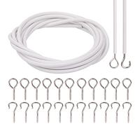 WedDecor Net Curtain Wire and Hooks Set, 25 Metres Multi-Purpose Wire Cord Cable with 25 Hooks & 25 Eyes, Perfect Curtain Wire Kit, Cut to Any Size Length, White