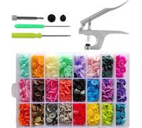 WedDecor No-Sew KAM Snap Starter Kit T5 Plastic Snaps Press Pliers Hand Tool Buttons Fasteners for Clothing Kid Wear Bibs Diapers Woollen Fabrics 360pcs (24 Assorted Colours)