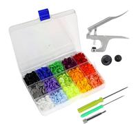 WedDecor No-Sew KAM Snap Starter Kit T5 Plastic Snaps Press Pliers Hand Tool Buttons Fasteners for Clothing Kid Wear Bibs Diapers Woollen Fabrics 150pcs (15 Assorted Colours)