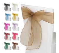 Weddecor Organza Sashes for Chair Covers Fuller Bow Ribbons in Antique Gold for Banquet, Birthday, Anniversary, Christmas Parties, Event Decoration, 17cm x 280cm, 50pcs