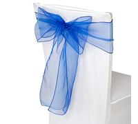 Weddecor Organza Sashes for Chair Covers Fuller Bow Ribbons in Royal Blue for Banquet, Birthday, Anniversary, Christmas Parties, Event Decoration, 17cm x 280cm, 75pcs