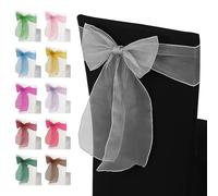 Weddecor Organza Sashes for Chair Covers Fuller Bow Ribbons in White for Banquet, Birthday, Anniversary, Christmas Parties, Event Decoration, 17cm x 280cm, 100pcs