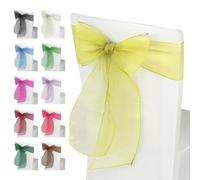 WedDecor Organza Sashes for Chair Covers Wider Sash Fuller Bows Chair Bows Sash for Birthdays, Anniversaries, Banquet, Events Decorations, 17cm x 280cm, Lemon Yellow, 50pcs