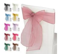 WedDecor Organza Sashes for Chair Covers Wider Sash Fuller Bows Chair Bows Sash for Birthdays, Anniversaries, Banquet, Events Decorations, 17cm x 280cm, Dusty Rose, 1pc