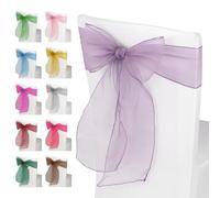 WedDecor Organza Sashes for Chair Covers Wider Sash Fuller Bows Chair Bows Sash for Birthdays, Anniversaries, Banquet, Events Decorations, 17cm x 280cm, Lavender, 1pc