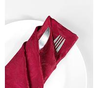 WedDecor Pack of 20 Red Damask Table Napkins, 100% Polyester Modern Swirl Pattern Cotton Cloth Napkins, Cocktail Napkins for Wedding, Dining, Banquets, Events & Party Decor - 20 x 20 Inch