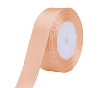 WedDecor Peach Ribbon for Gift Wrapping, 6mm x 25 Metres Double Sided Polyester Satin Ribbon Roll for Christmas, Wedding, Crafting, Sewing, Hair Bow, Birthday Cake Decoration