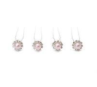 WedDecor Pearl Beige Flower Diamante Crystal Hair Pins Clips U Shaped with Zigzag Pattern for Women & Girls Wedding Bridal Party Hair Clips Accessories,Pink,10pcs