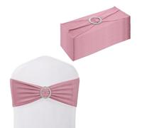 WedDecor Plain Spandex Chair Bands with Slider Buckle, Baby Pink, 10pcs