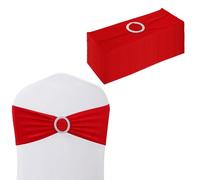 WedDecor Plain Spandex Chair Bands with Slider Buckle, Red, 10pcs