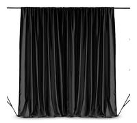 WedDecor Pleated Ice Silk Black Backdrop Decorative Curtain White Background 150GSM Fabric Photography Backdrop Drape for Christmas, Wedding, Party, Birthday & Baby Shower, 3 Metres x 3 Metres