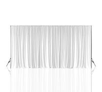 WedDecor Pleated Ice Silk White Backdrop Decorative Curtain White Background 150GSM Fabric Photography Backdrop Drape for Christmas, Wedding, Party, Birthday & Baby Shower, 3 Metres x 9 Metres
