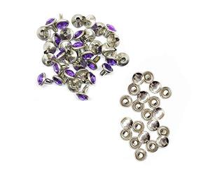 Weddecor Plum Crystal Rivets, Diamante Acrylic Rhinestone Studs with Pins for Clothing Decoration, DIY Leathercrafts, Purses Embellishment, Arts & Crafts Projects, 8mm, Purple, 50pcs