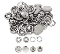 WedDecor PR-YM 12mm Jersey Cap Press Studs Stainless Steel Snap Fasteners Poppers for Leathercraft, Sewing, Jacket, Shirt, Silver, Repairs Decoration, 10pcs Set