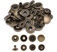 WedDecor PR-YM 15mm Large 6GB S-Spring Fastener Non-Sewing Buttons for Clothing, DIY Leathercrafts, Handbag, Clutches, Jackets, Repair Clothing, Antique Brass, 20pcs