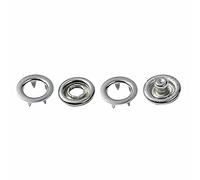 WedDecor PR-YM Snap Poppers Fasteners 9.5mm Prong Ring Press Studs for Kids Wear, Babygrows, Bibs, DIY Craft Projects or Custom Clothing, Silver, 50pcs Set