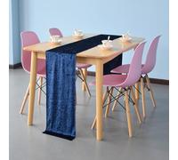WedDecor Premium Crushed Velvet Table Runner, Navy Blue Dining Glitz Soft Fabric For Kitchen Wedding Banquet & Special Events Party Table Linen Layout Decoration, 5pcs