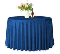 WedDecor Premium Crushed Velvet Tablecloth, 120" Royal Blue Round Dining Glitz Soft Fabric Tablecover For Kitchen Wedding Banquet & Special Events Party Table Decoration, Pack of 1