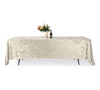 WedDecor Premium Crushed Velvet Tablecloth, 70" x 144" Champagne Rectangle Dining Glitz Soft Fabric Tablecover For Kitchen Wedding Banquet & Special Events Party Table Decoration, Pack of 1