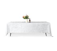 WedDecor Premium Crushed Velvet Tablecloth, 70" x 144" White Rectangle Dining Glitz Soft Fabric Tablecover For Kitchen Wedding Banquet & Special Events Party Table Decoration, Pack of 1