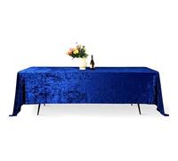 WedDecor Premium Crushed Velvet Tablecloth, 90" x 156" Navy Blue Rectangle Dining Glitz Soft Fabric Tablecover For Kitchen Wedding Banquet & Special Events Party Table Decoration, Pack of 1