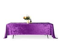 WedDecor Premium Crushed Velvet Tablecloth, 90" x 156" Purple Rectangle Dining Glitz Soft Fabric Tablecover For Kitchen Wedding Banquet & Special Events Party Table Decoration, Pack of 1