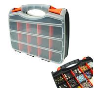 WedDecor Premium Double-Sided tool box organizer with Removable Plastic Partition | Sort Master Stackable Storage Box for Screws, Nuts, and Small Parts Black/Orange 34-Compartment Storage Organizer