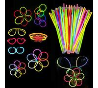 WedDecor Premium Glow Sticks with Connectors, 8" Long Glow Sticks Party Packs for Adults, Glow in The Dark Neon Sticks for Necklace and Bracelets for Kids Party Supplies, Halloween Decoration, 213pcs