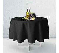 WedDecor Premium Quality 132 Inch Black 1pc Round Tablecloth Durable Polyester Fabric Table Cover for Wedding Birthday Anniversary Dinner Parties Events Decoration