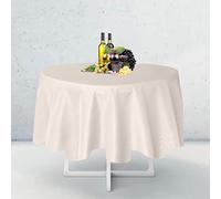 WedDecor Premium Quality 132 Inch Ivory 1pc Round Tablecloth Durable Polyester Fabric Table Cover for Wedding Birthday Anniversary Dinner Parties Events Decoration