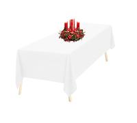 WedDecor Premium Quality 90 x 132 Inch White 1pc Rectangular Tablecloth Durable Polyester Fabric Table Cover for Anniversary Wedding Birthday Dinner Parties Events Decoration