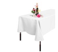 WedDecor Premium Quality Rectangular Tablecloth Wedding Decorations Durable Fabric Table cover Banquets Birthday Anniversary Parties Events, White, 70 Inch x 126 Inch, 1 Piece