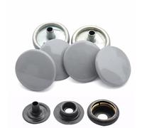 WedDecor Press Studs Cap Button 15mm Heavy Duty Metal Nickle Free 4 Parts Snap Fasteners Rivets Button for Leather Crafts, Jackets, Bags, Straps, Jeans, Clothes Repair - Pack of 10, Light Grey