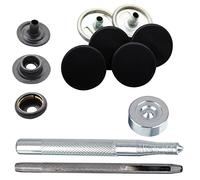 Weddecor Press Studs Grey 4 Parts Snap Fasteners with Fixing Hand Tools for Clothing, Bags, Leathercraft, Fashion Accessories, DIY Craft Projects, 15mm, Black, 10pcs