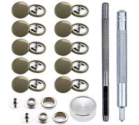 WedDecor Press Studs Military Green 4 Parts Snap Fasteners with Fixing Hand Tools for Clothing, Bags, Leathercraft, Fashion Accessories, DIY Craft Projects, 15mm, 10pcs