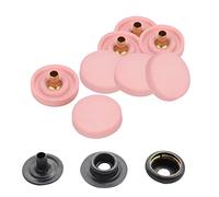 WedDecor Press Studs No-Sew Button, 4 Parts Durable Snap Fasteners, Plastic Cap with Metal Back Snaps for Bags, Jeans, Clothes, Fabric, Leather Craft, Rose Gold, 10pcs